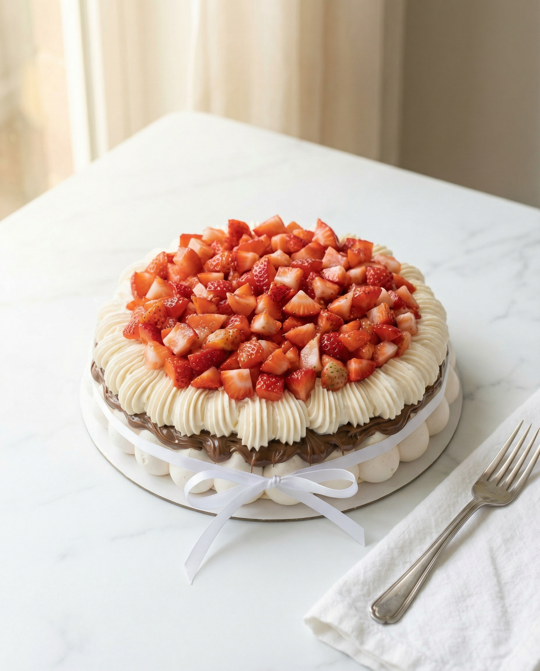 Patisserie Sliced Finish — finely chopped strawberries piled generously.